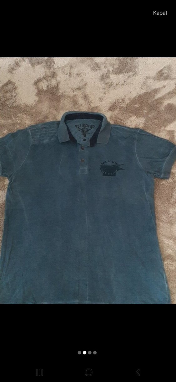 Gri Erkek Süet Polo Tişört - Görsel 2