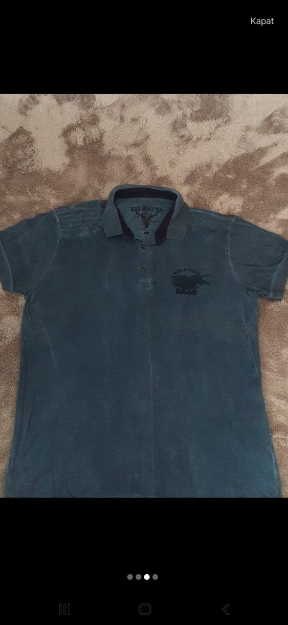 Gri Erkek Süet Polo Tişört - Görsel 3