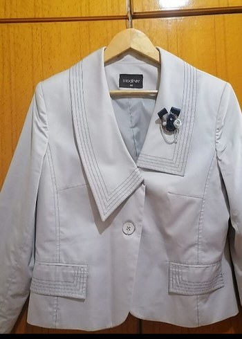 Kadın Beyaz Mini Pamuklu Blazer Ceket