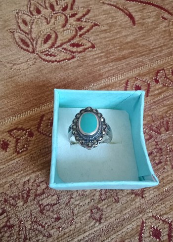 Turkuaz Taşlı Boncuklu 925 ayar sıfır gümüş Yüzük