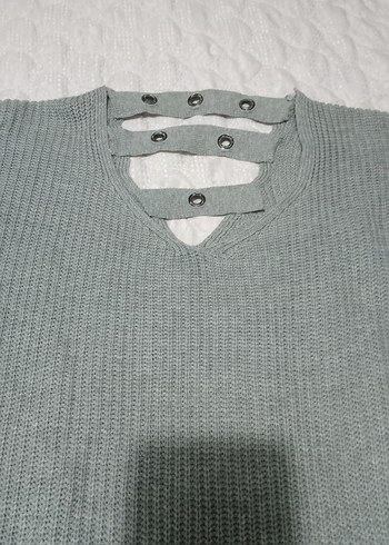 Gri Triko Kadın Uzun Kollu Kazak - Görsel 4