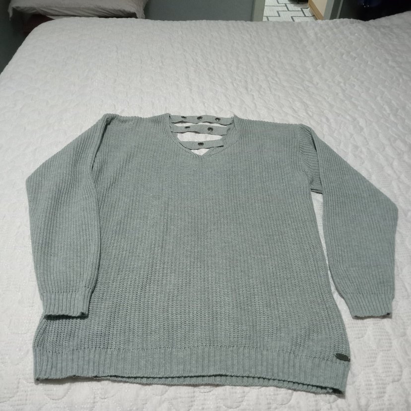 Gri Triko Kadın Uzun Kollu Kazak - Görsel 2