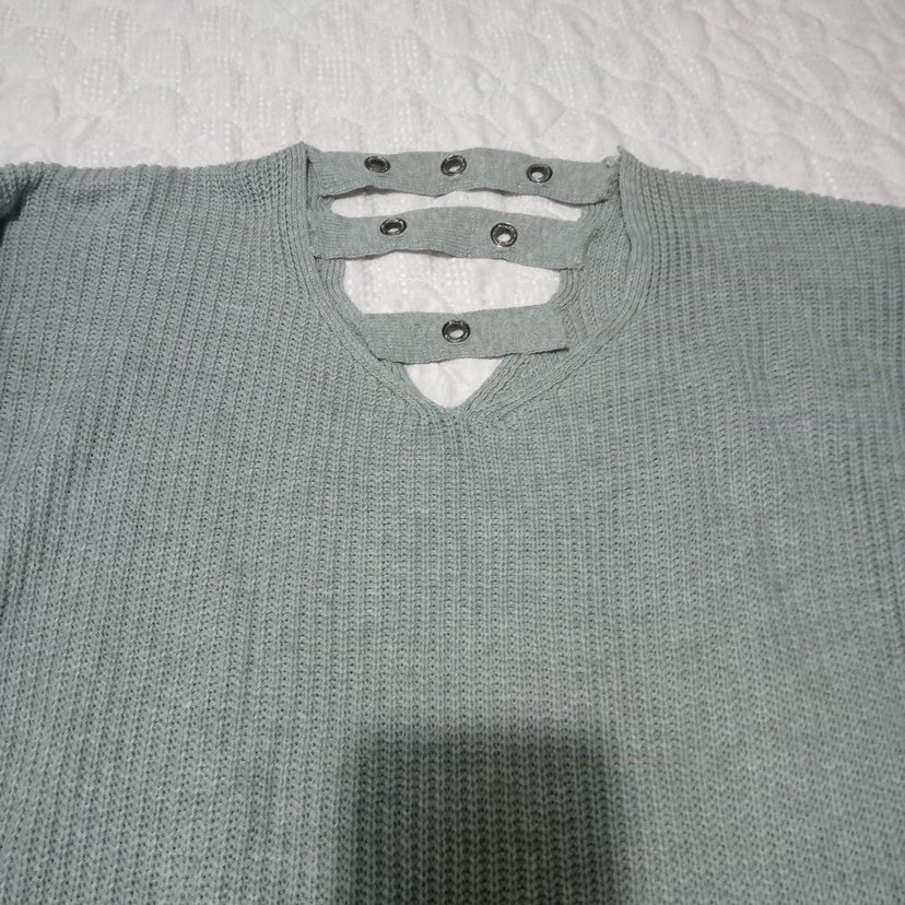 Gri Triko Kadın Uzun Kollu Kazak - Görsel 4