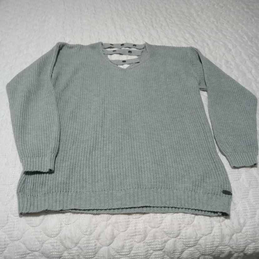 Gri Triko Kadın Uzun Kollu Kazak - Görsel 3