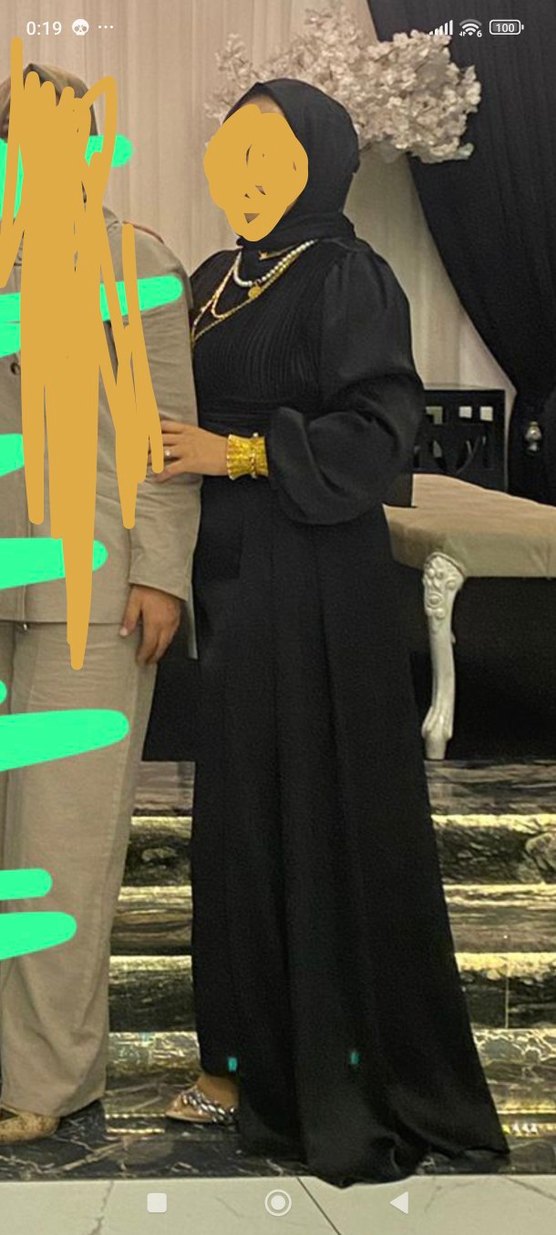 Siyah Uzun Kollu Gotik Abiye Elbise bir defa giyildi - Görsel 3