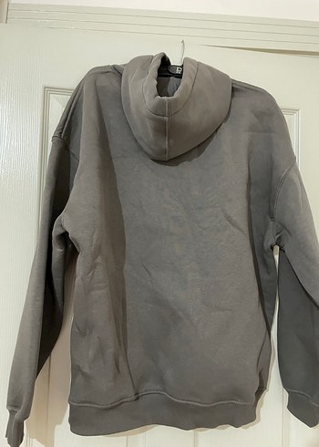 m Beden gri Renk Gri Kapüşonlu Baskılı Rahat Sweatshirt