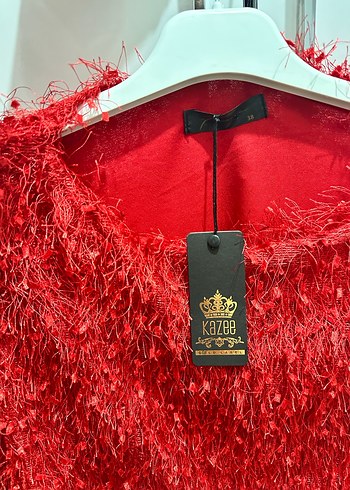 Kırmızı Kürk Detaylı Mini Kadın Elbise - Görsel 3