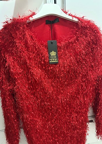 Kırmızı Kürk Detaylı Mini Kadın Elbise - Görsel 2