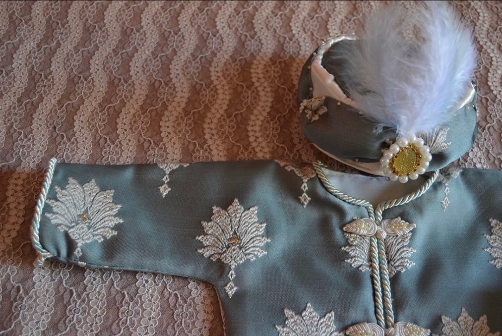 Mint Nakış desenli Çocuk kaftan Takım - Görsel 2