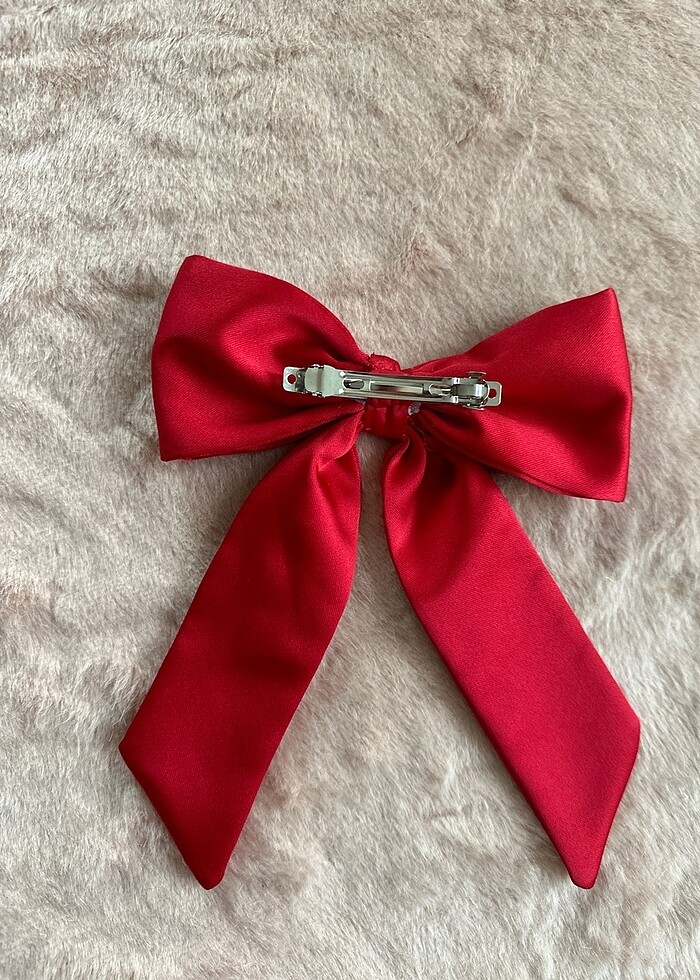 Kırmızı fiyonk saç tokası - Görsel 3