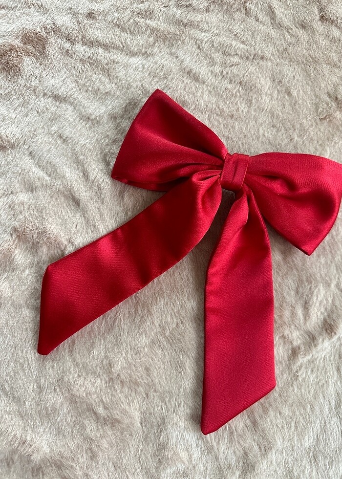 Kırmızı fiyonk saç tokası - Görsel 2