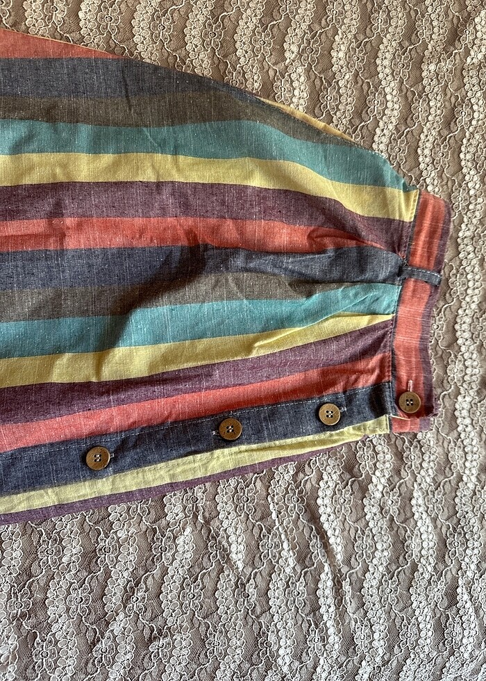 Keten renkli düğmeli etek - Görsel 3