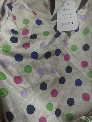 Saten puantiyeli elbise - Görsel 5