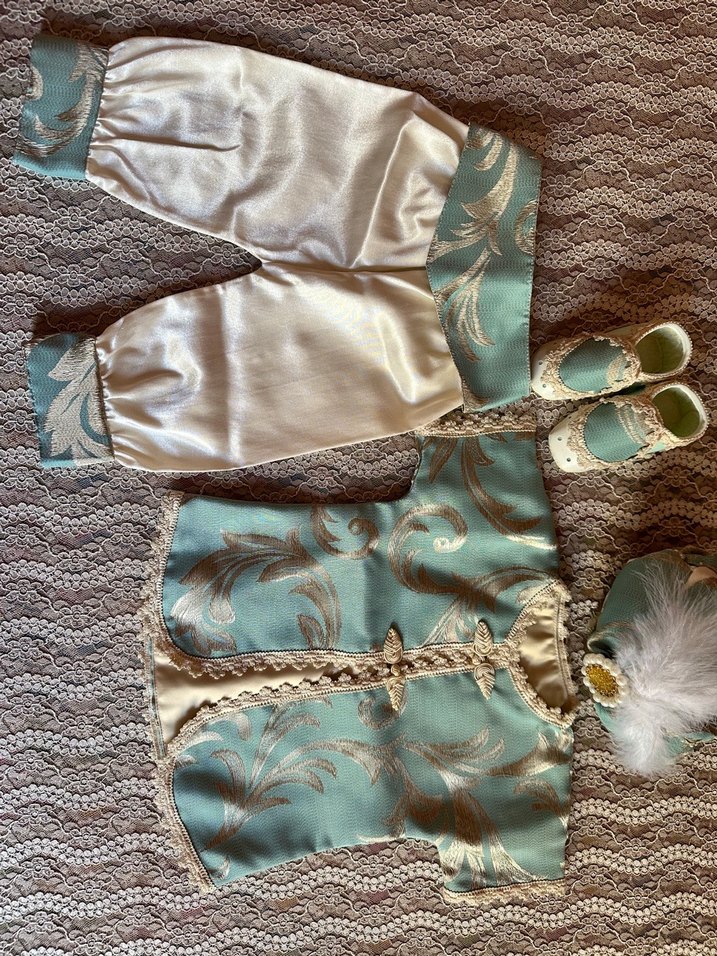 Nakışlı Turkuaz Dantel Detaylı Çocuk Kaftanı - Görsel 2