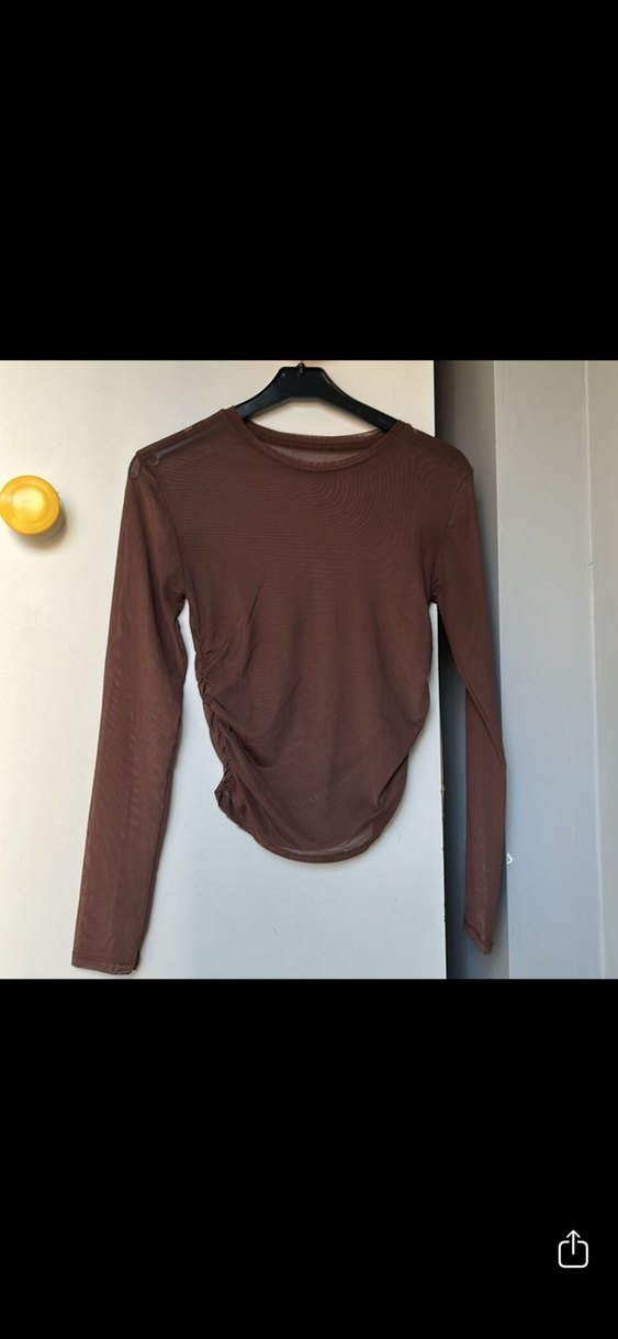 Kahverengi Uzun Kollu Basic Kadın Bluz - Görsel 2