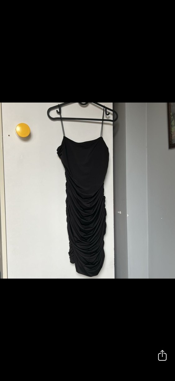 Uzun Siyah Drapeli Kadın Abiye Elbise - Görsel 4