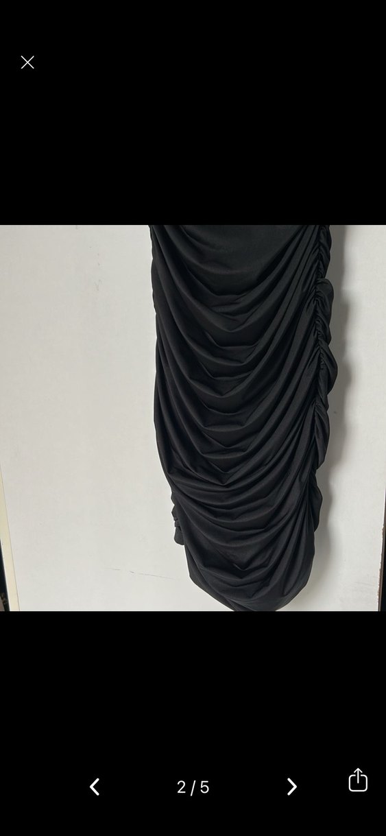 Uzun Siyah Drapeli Kadın Abiye Elbise - Görsel 2