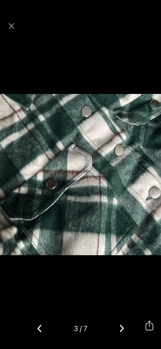 Düğmeli Yeşil Kareli Kadın Gömlek - Görsel 3