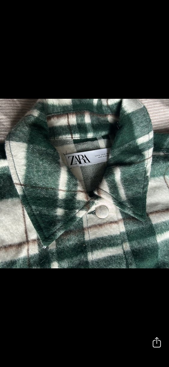 Düğmeli Yeşil Kareli Kadın Gömlek - Görsel 2