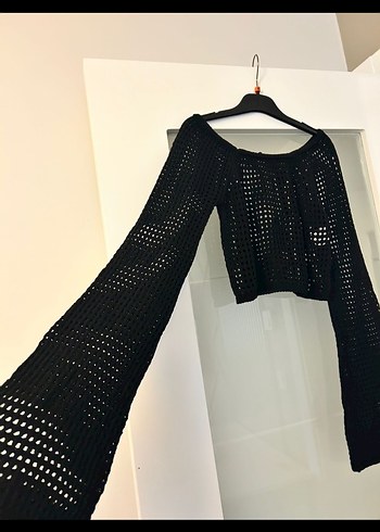 Siyah Örgü Kadın Triko Kazak - Görsel 3