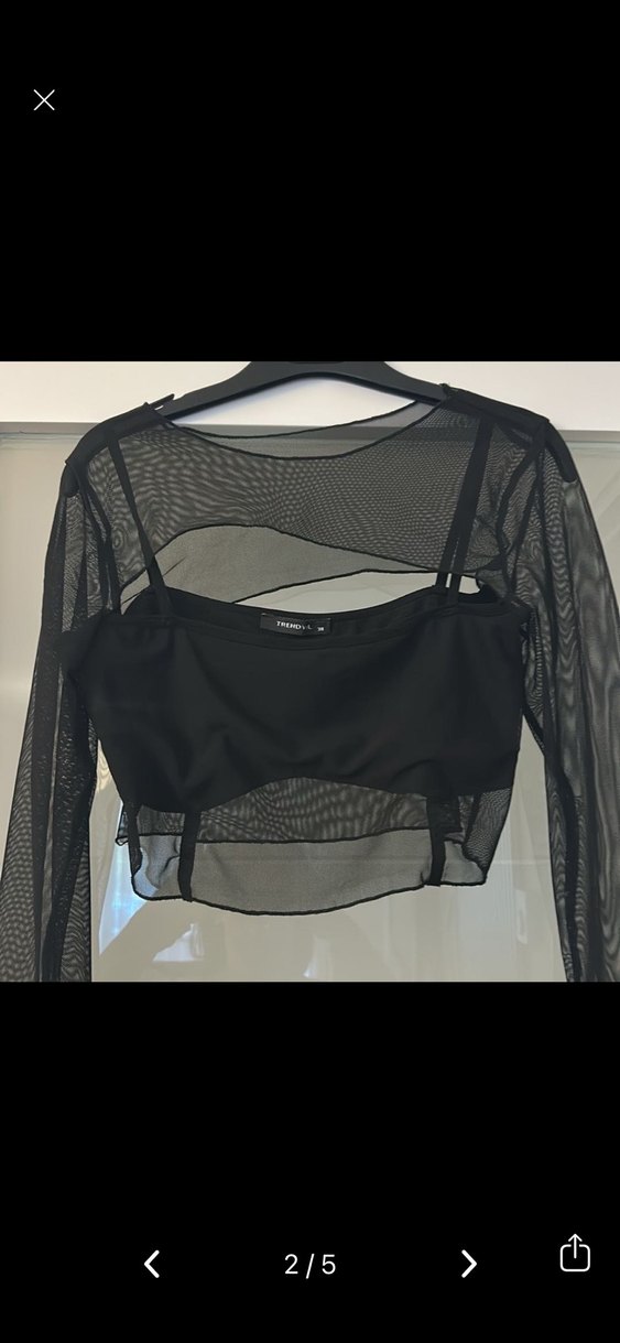 Siyah Goth Mini Bluz, Uzun Kollu, Kemerli - Görsel 5