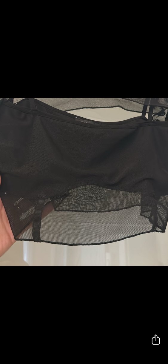 Siyah Goth Mini Bluz, Uzun Kollu, Kemerli - Görsel 4