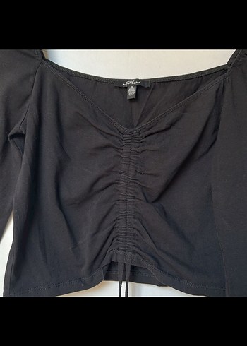 Siyah Uzun Kollu Teknolojik Kumaş Bluz - Görsel 2