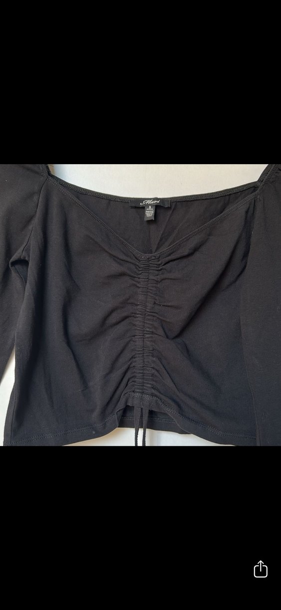 Siyah Uzun Kollu Teknolojik Kumaş Bluz - Görsel 2