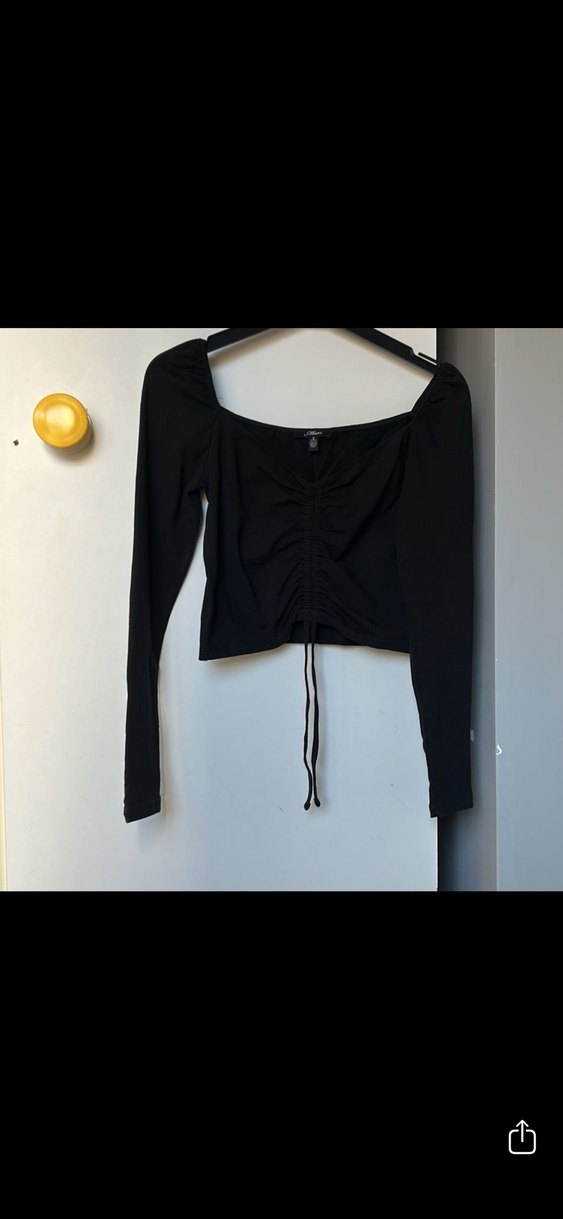 Siyah Uzun Kollu Teknolojik Kumaş Bluz - Görsel 3