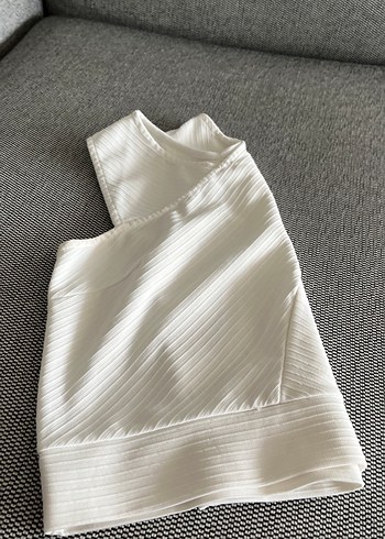 Beyaz Pliseli Askısız Mini Atlet - Görsel 5