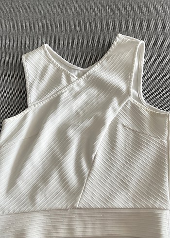 Beyaz Pliseli Askısız Mini Atlet - Görsel 6