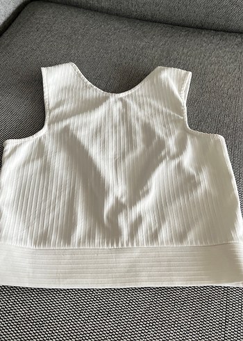 Beyaz Pliseli Askısız Mini Atlet - Görsel 3