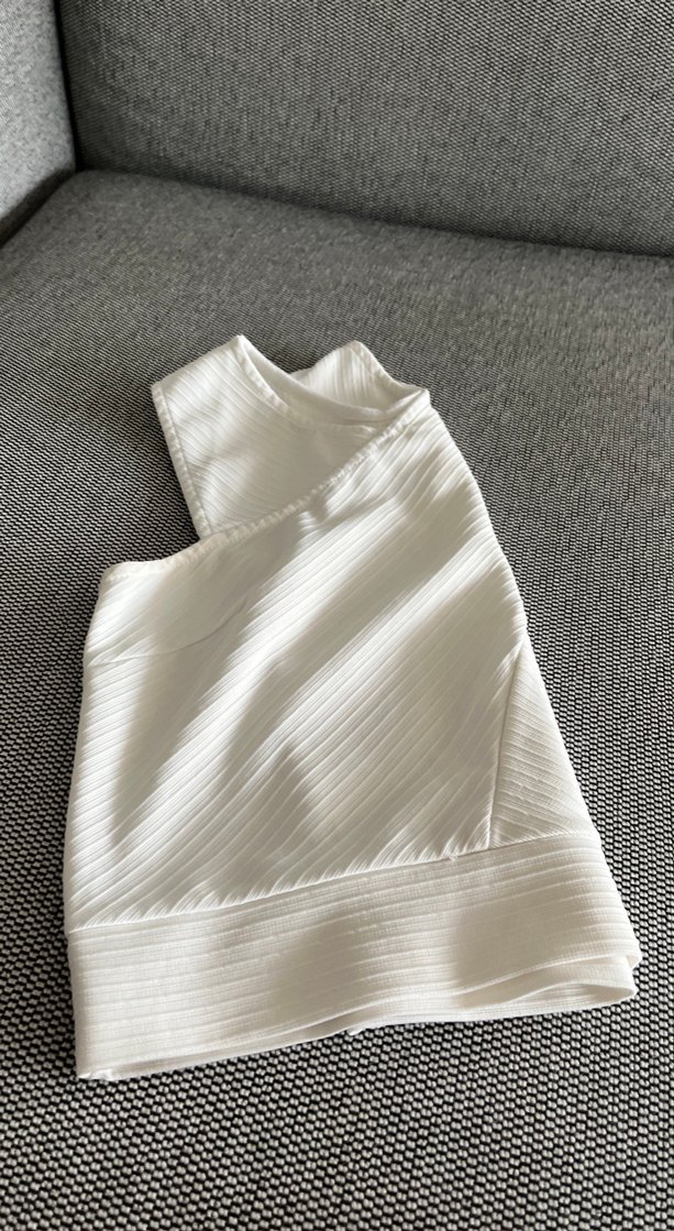 Beyaz Pliseli Askısız Mini Atlet - Görsel 5