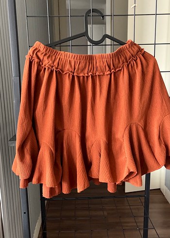 Turuncu Pilili Midi Kadın Etek - Görsel 2