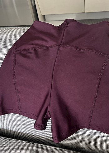 Bordo Yüksek Bel Kadın Şort - Görsel 4