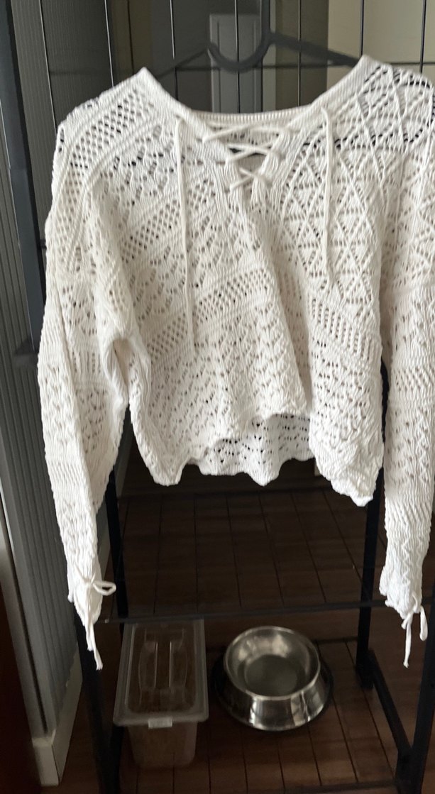 Bohem Uzun Kollu V Yakalı Örgü Kadın Kazak - Görsel 5