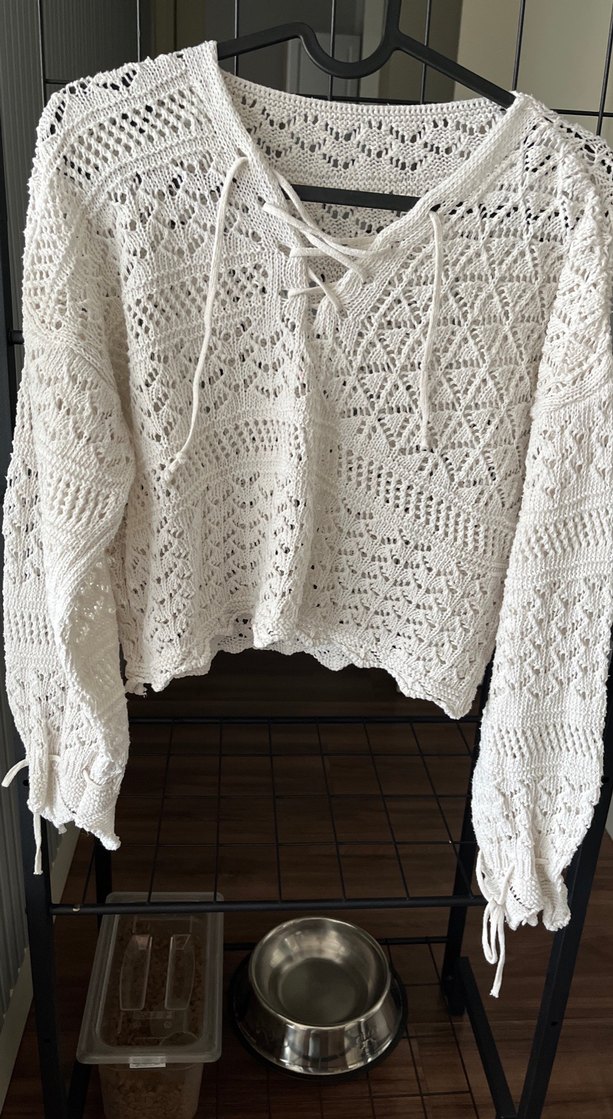 Bohem Uzun Kollu V Yakalı Örgü Kadın Kazak - Görsel 3