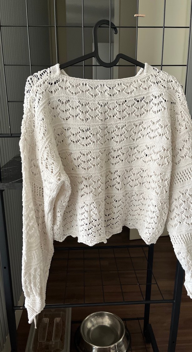 Bohem Uzun Kollu V Yakalı Örgü Kadın Kazak - Görsel 4