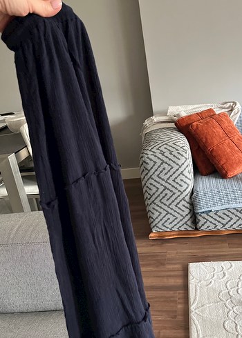 Püsküllü Siyah Uzun Keten Etek - Görsel 4