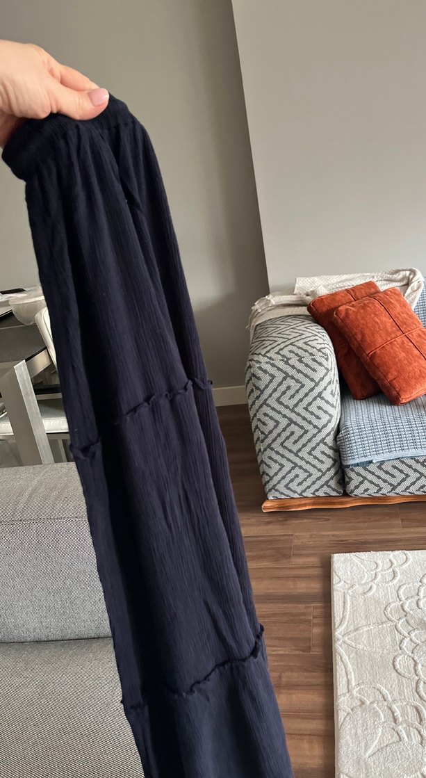 Püsküllü Siyah Uzun Keten Etek - Görsel 4