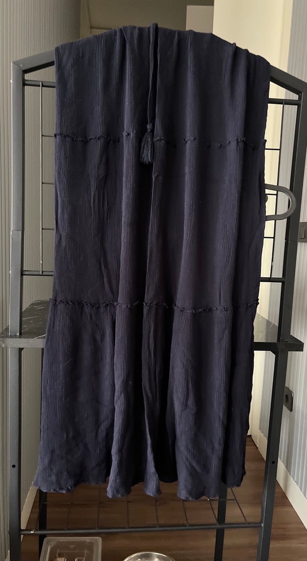 Püsküllü Siyah Uzun Keten Etek - Görsel 2