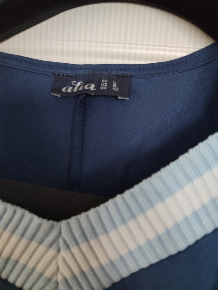 Uzun Kollu Mavi Kadın Uzun Elbise - Görsel 3