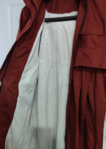 kiremit Uzun Kadın Yağmurluk içi polar - Görsel 2