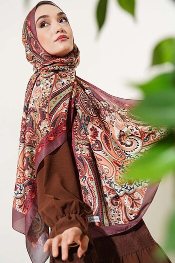 Diğer Vintage Desenli Şal ? Bordo & Kahve Tonlarında