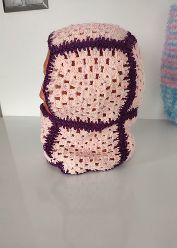 Pembe Örgü Kadın Bere 
Balaklava - Görsel 2