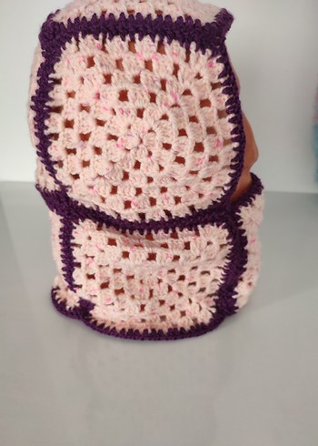 Pembe Örgü Kadın Bere 
Balaklava - Görsel 4