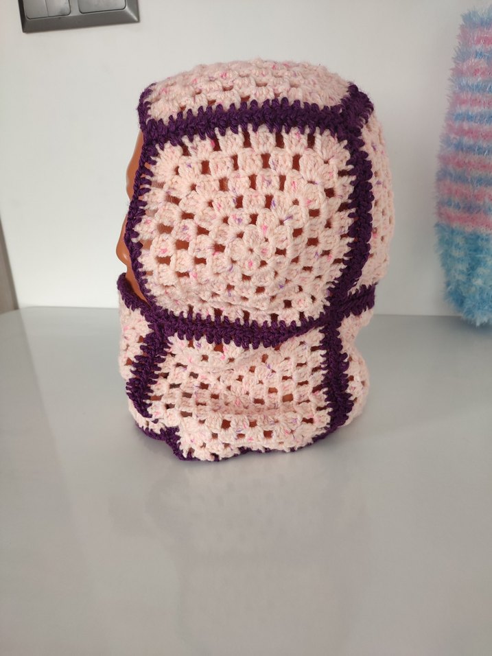 Pembe Örgü Kadın Bere 
Balaklava - Görsel 2