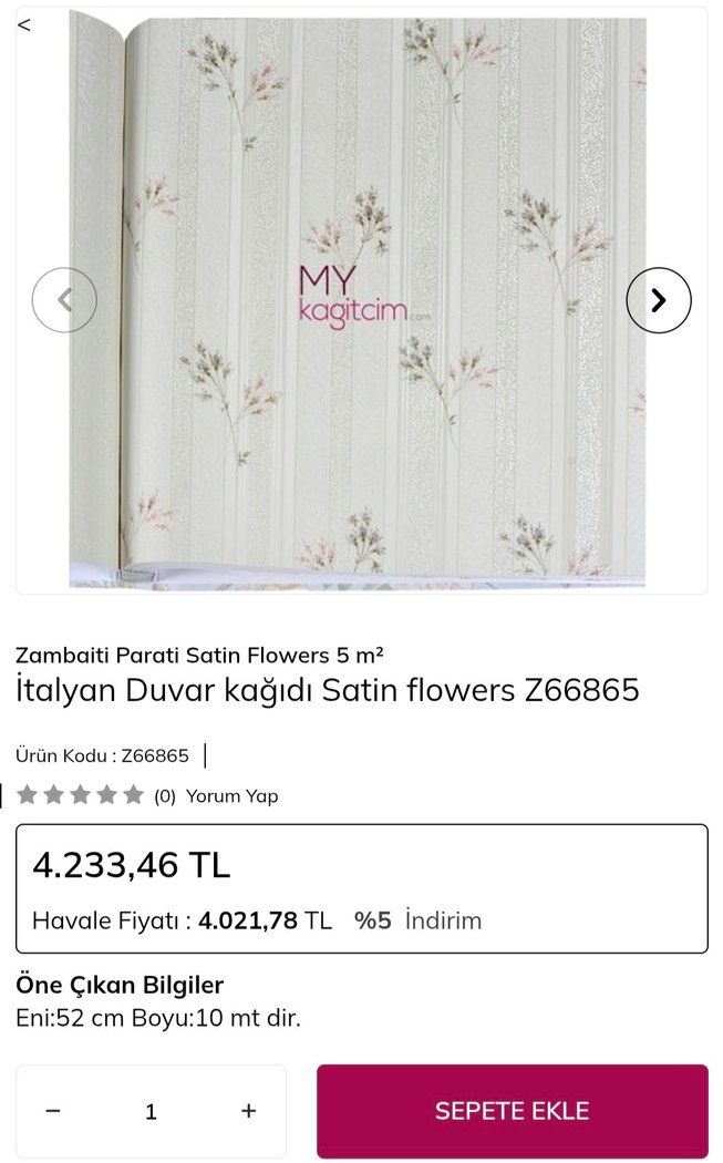 Çiçek Desenli İtalyan marka  ev duvar kağıdı - Görsel 5