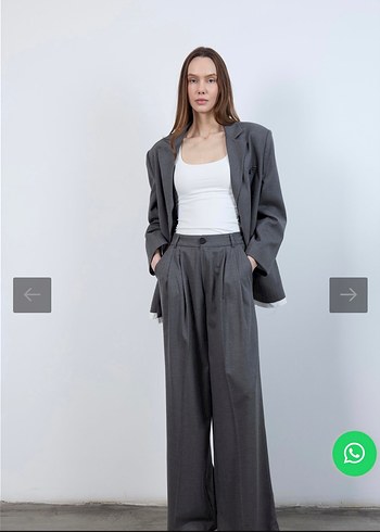 Zara Gri Keten Kumaş Midi Pantolon