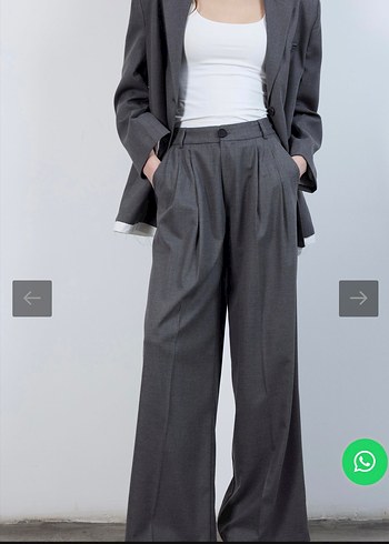 Gri Keten Kumaş Midi Pantolon